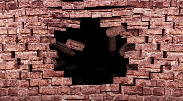 Mur de briques détruit avec Big Hole