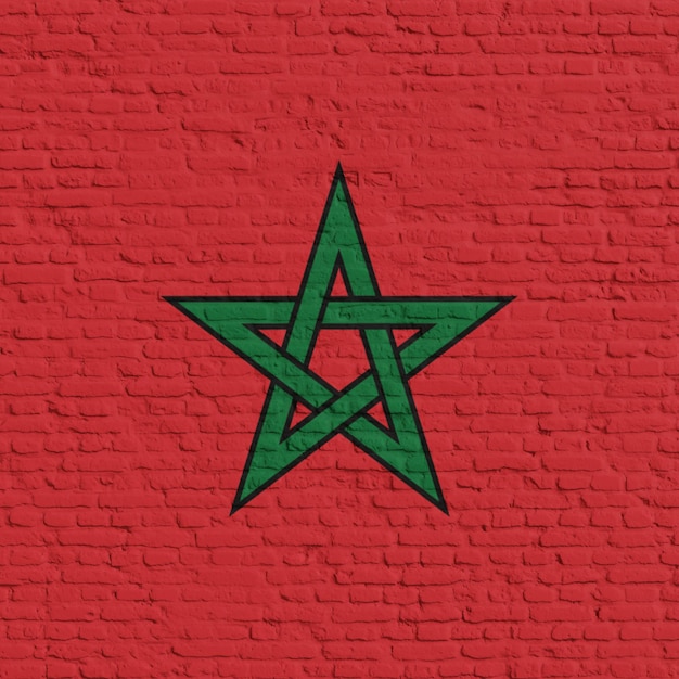 Mur de briques avec le drapeau du Maroc