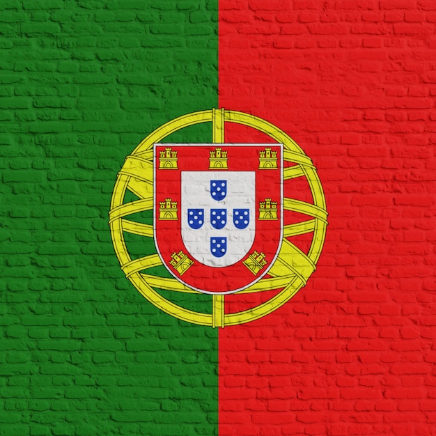 Mur de briques avec le drapeau du Portugal