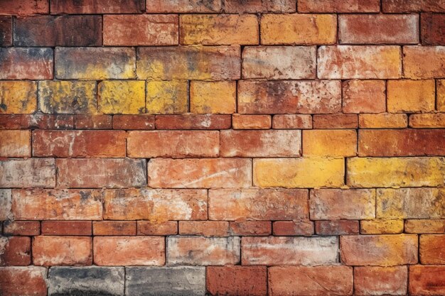 Mur de briques jaune et rouge vieilli comme une texture de motif grungy sans couture