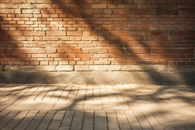 Photo le mur de briques avec la lumière du soleil et les ombres