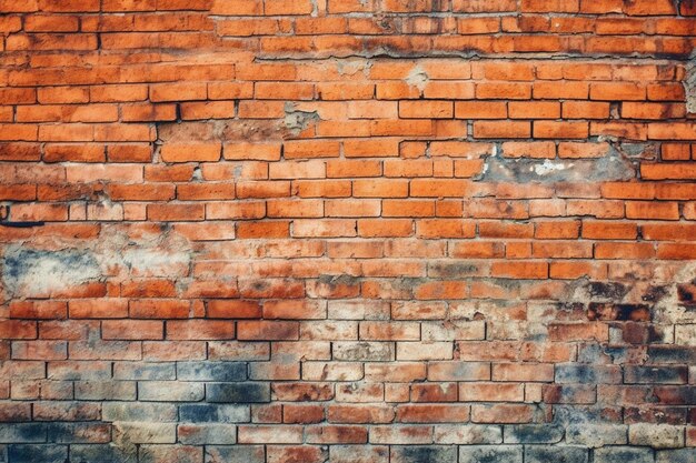 Un mur de briques avec un mur de briques bleu et rouge.