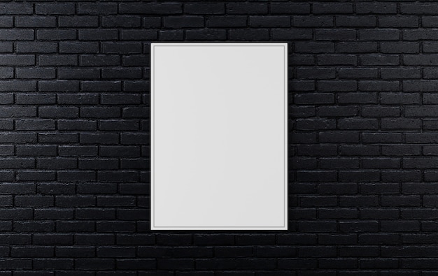 Mur de briques noires, fond sombre pour la conception, maquette d'affiche sur le mur, rendu 3d