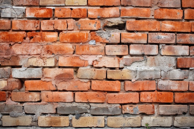 Un mur de briques avec une section brisée