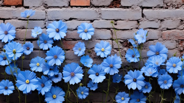 Mur de briques avec texture grunge de fond de fleurs ou motif pour la conception ai générative