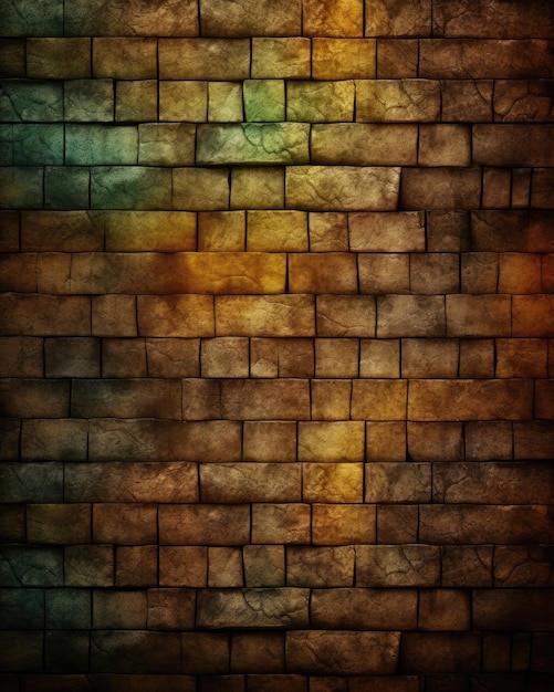 Un mur de briques avec une texture grunge et une lumière dessus