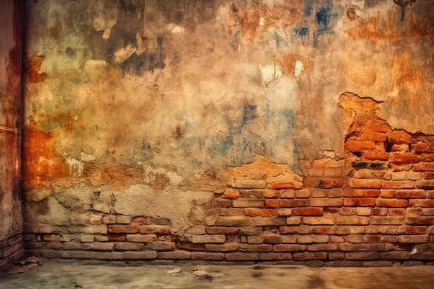 Mur de briques texturé avec peinture patinée