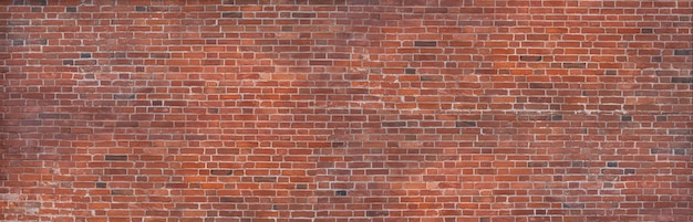 Mur de briques. Vieux modèle de mur de briques vintage. Fond panoramique de mur de brique rouge.