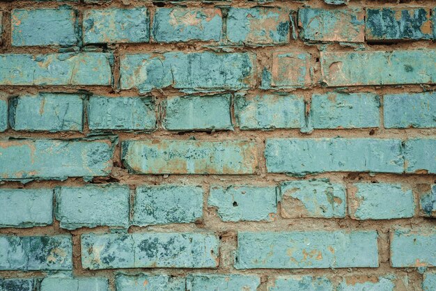 Mur de briques vintage antique peint en bleu