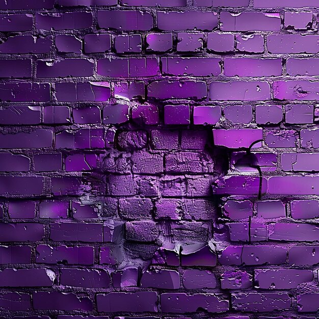 Photo un mur de briques violettes avec un trou qui a été peint en violet