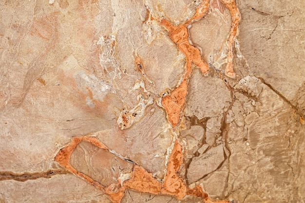 Mur brun clair avec fond de texture de surface en pierre de stries orange