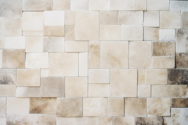 un mur de carreaux beige et marron sur fond blanc.