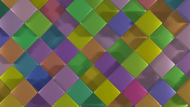 Mur de carreaux carrés colorés Rendu 3D