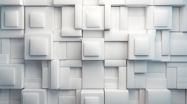 Photo un mur de carrés blancs avec effet 3d de cubes