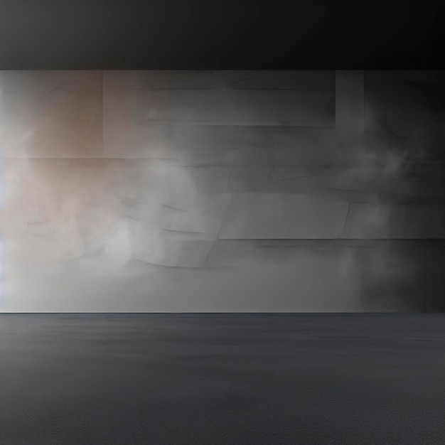 Mur de ciment abstrait sombre vide et salle de studio avec fumée flottant vers le haut texture intérieure pour l'affichage de produits fond de mur