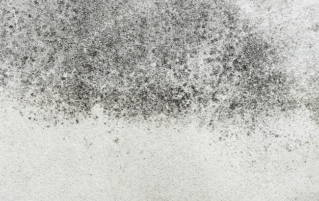 Mur de ciment blanc à texture avec tache noire