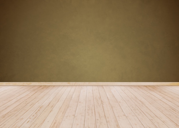 Mur de ciment brun avec plancher en bois