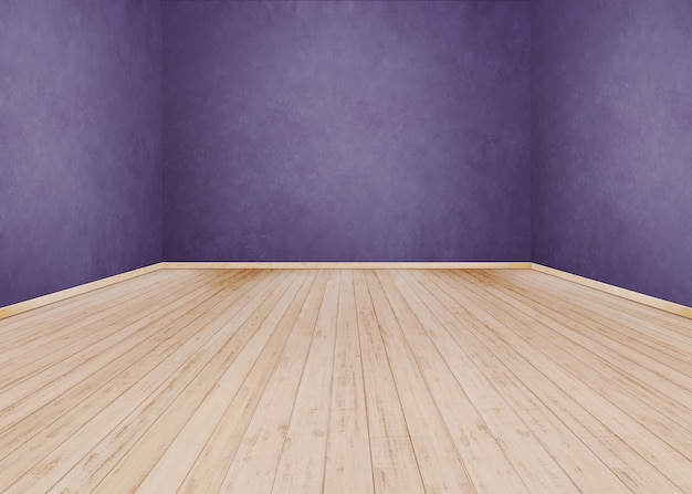 Mur de ciment violet avec parquet