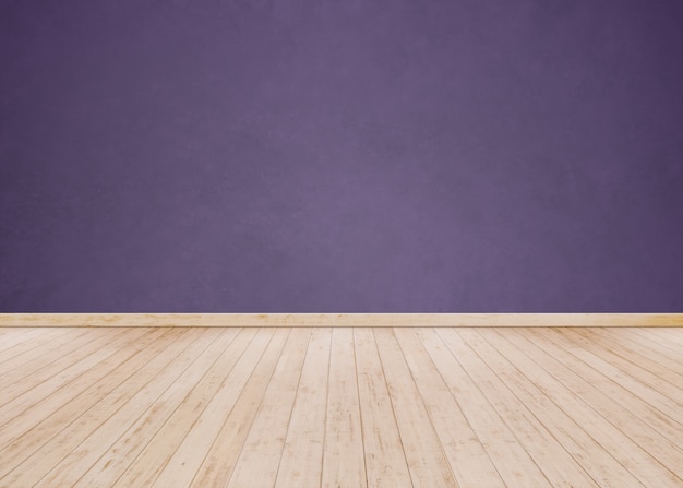 Mur de ciment violet avec parquet