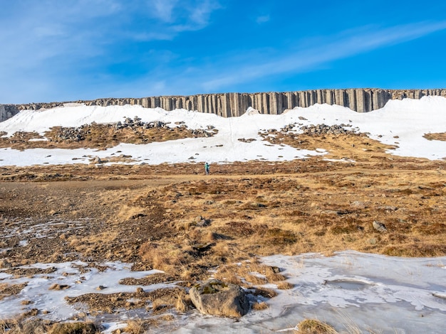 Mur de colonne de Gerduberg nature du phénomène structure de la pierre de basalte en Islande