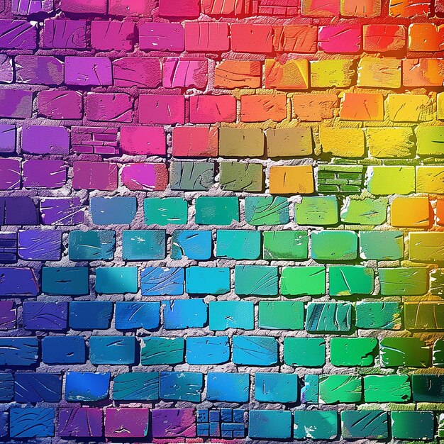 Photo un mur coloré avec un arc-en-ciel dedans