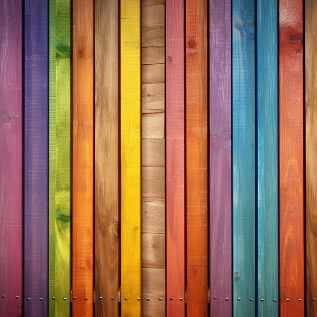 Photo un mur coloré en bois coloré avec un cadre en bois.