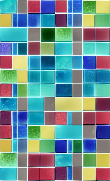 Un mur coloré avec des carrés de différentes couleurs