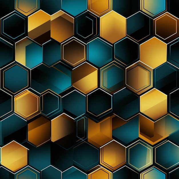 Un mur coloré d'hexagones, d'hexagones et d'autres colorés.