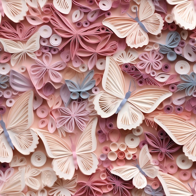 un mur coloré avec des papillons et d'autres décorations.