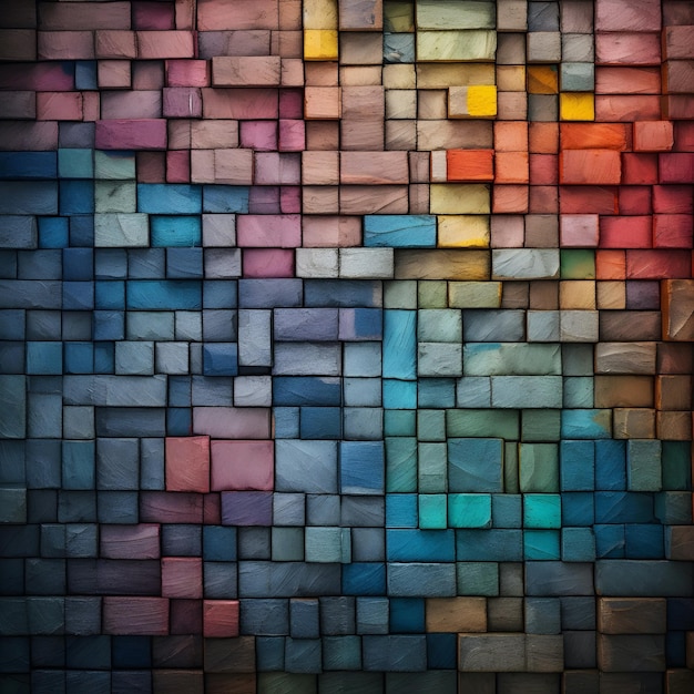 mur composé de petits cubes multicolores