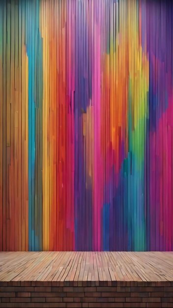 Un mur de couleur arc-en-ciel avec une ligne de couleur arbre à fleurs