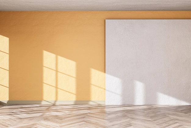 Mur de couleur de pièce vide et décoré de parquet