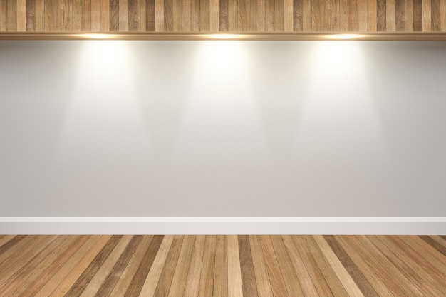 Mur de couleurs blanches et intérieur de plancher de bois avec des taches légères