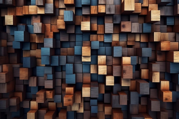 Un mur de cubes en bois avec les mots " cube " dessus