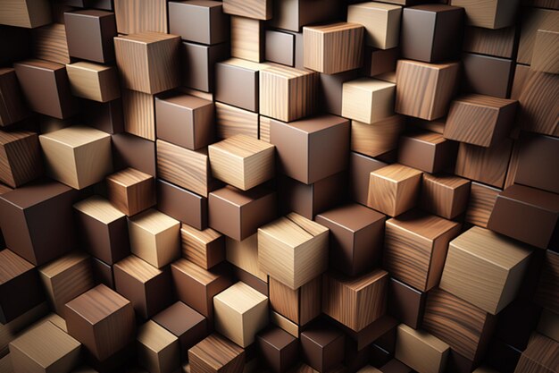 Un mur de cubes en bois