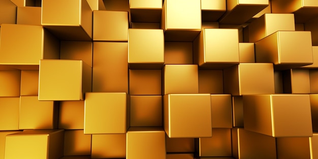 Un mur de cubes d'or avec un qui dit "or"