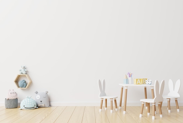 mur dans la chambre des enfants en mur blanc.