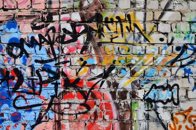 Photo mur décoré de graffitis abstraits colorés.