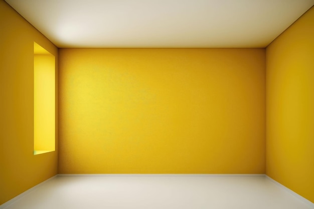 Mur dégradé jaune de luxe abstrait et fond de salle de studio vide AI générative