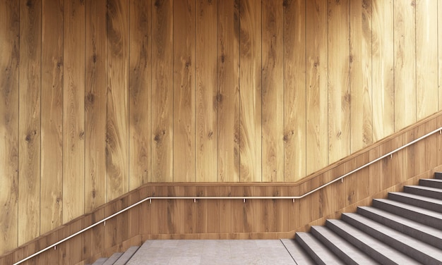 Mur et escalier en bois