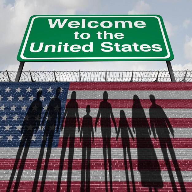 Mur des États-Unis et sécurité des frontières d'immigration pour les immigrants ou les immigrants illégaux en Amérique