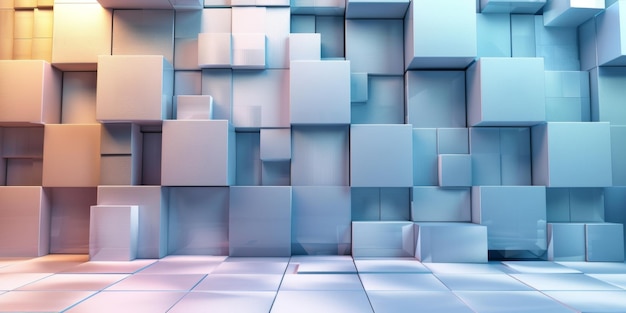 Un mur fait de blocs blancs avec un fond bleu
