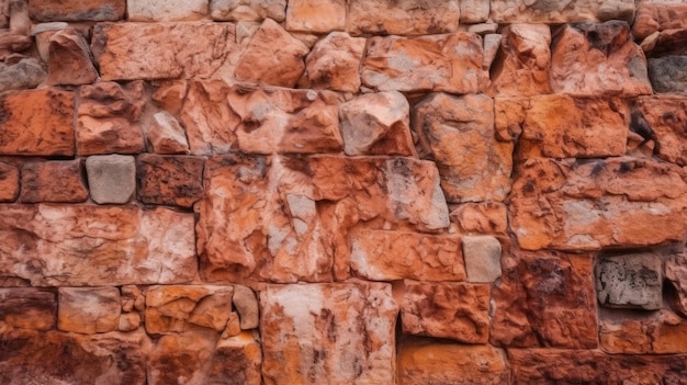 Un mur fait de briques rouges avec le mot rock dessus.