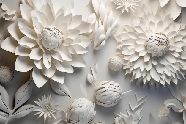 Un mur de fleurs en papier avec le mot fleur dessus.