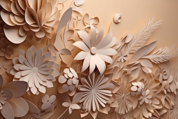 Un mur de fleurs en papier avec le mot fleur dessus