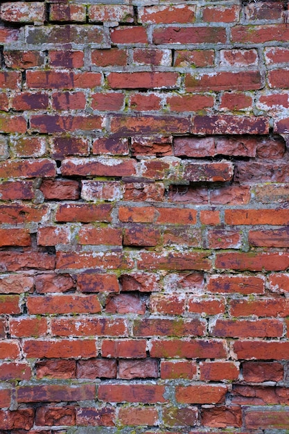 Mur de fond abstrait de vieille brique rouge en ruine