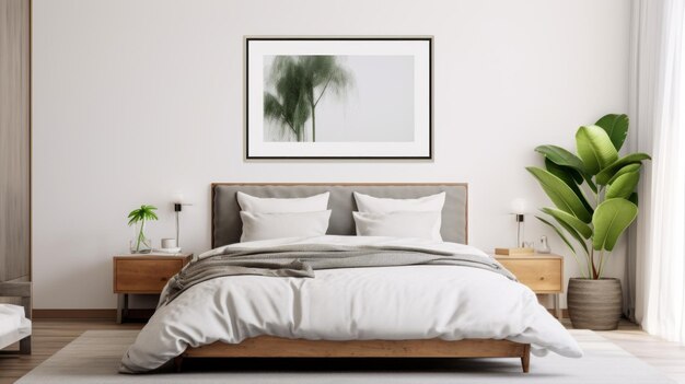 Mur de galerie de chambre à coucher de sérénité minimaliste avec des paysages délicatement rendus