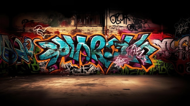 Un mur de graffitis avec le mot " sprite " dessus.