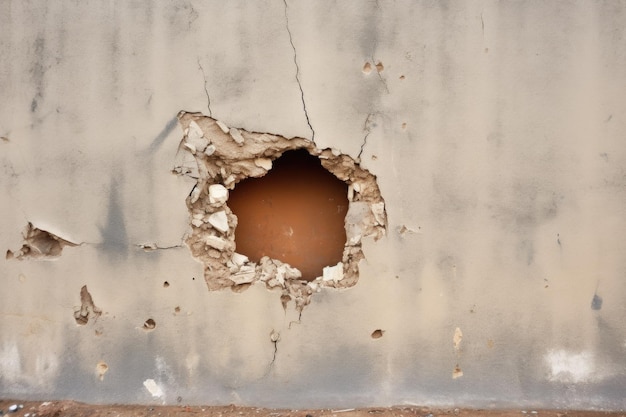 Photo un mur avec un grand trou à réparer créé avec de l'air génératif