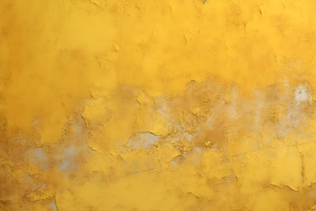 Un mur jaune avec une tache de peinture blanche et une tache de peinture jaune.